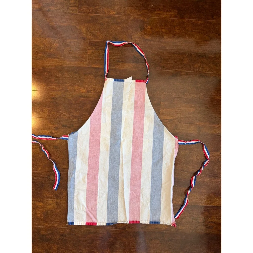 Mario Boni Paris France Souvenir Apron Eiffel Tower Cotton Made in Italy Striped